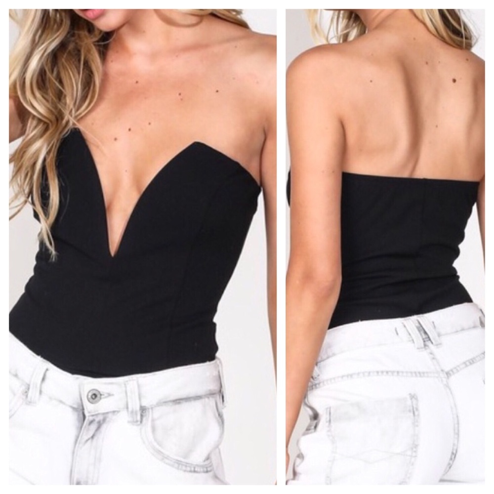 Deep V Black Bodysuit - Picture 3 of 3